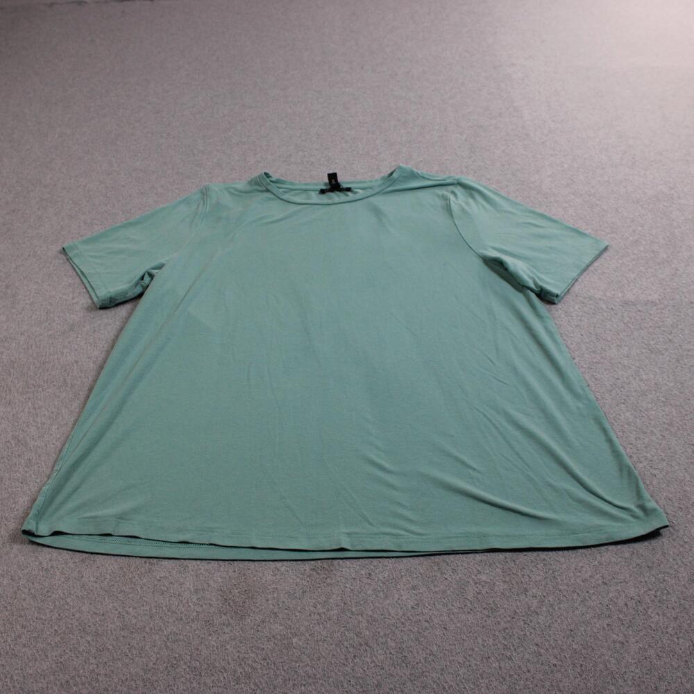 Eileen Fisher Shirt Women Medium Green Jersey Tee Short Sleeve Relaxed Capsule